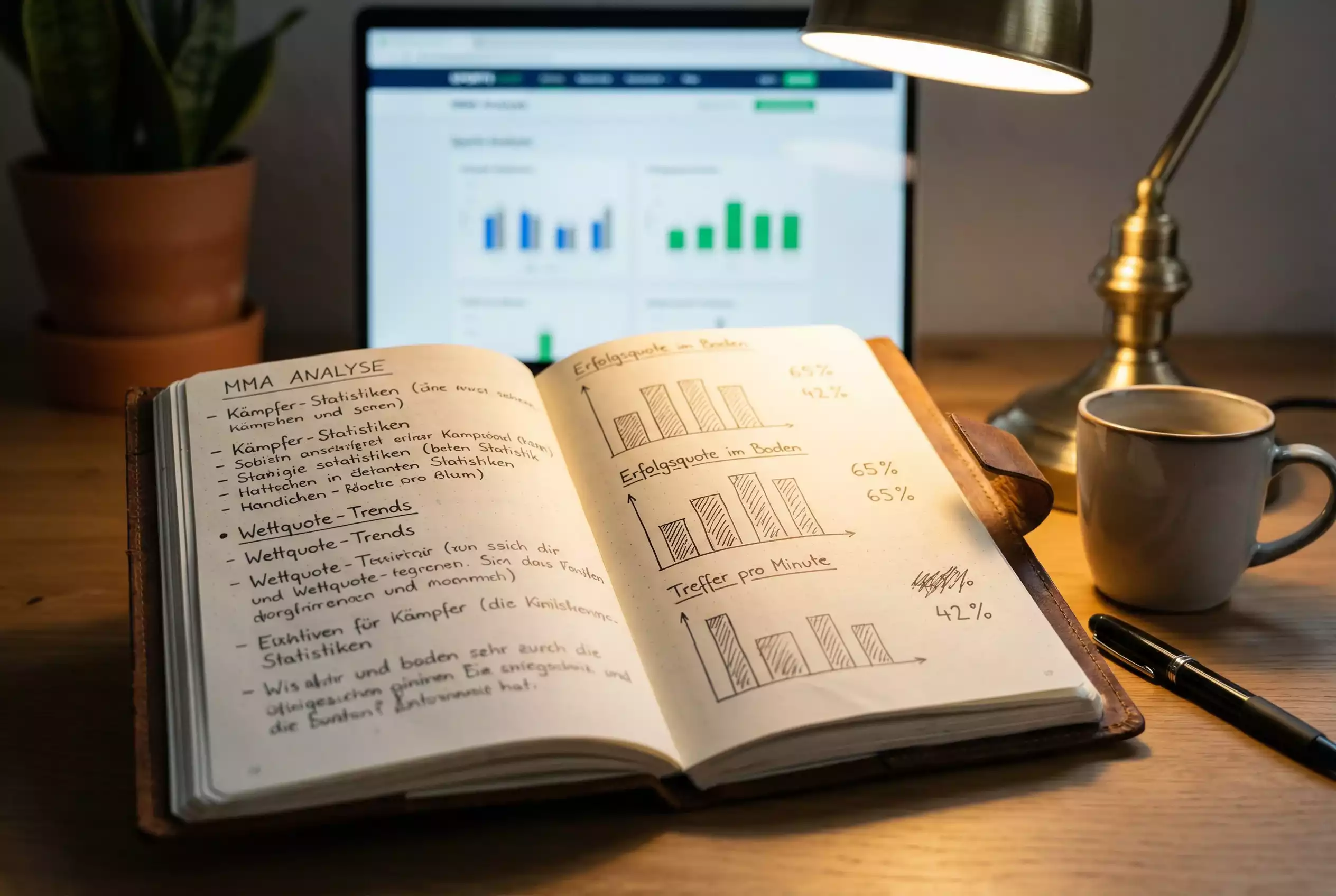 Strategische Analyse von MMA-Kämpfen mit Notizen und Statistiken